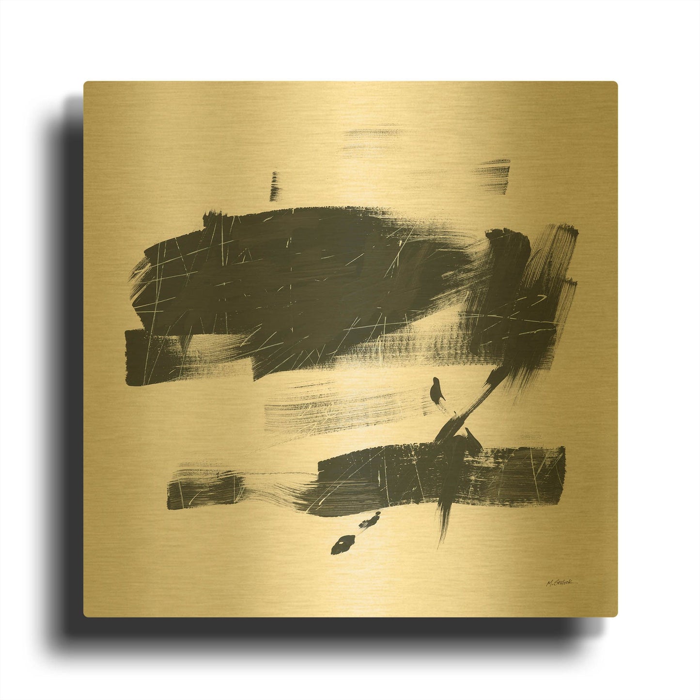 'Gold And Black Elements XX' By Mike Schick Gold Metal Wall Art
