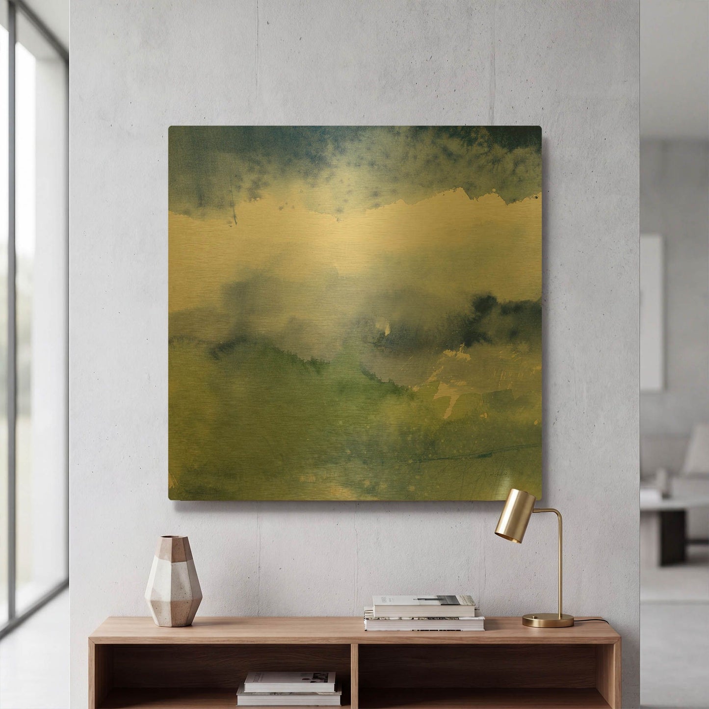 'Midnight At The Lake III' By Mike Schick Gold Metal Wall Art