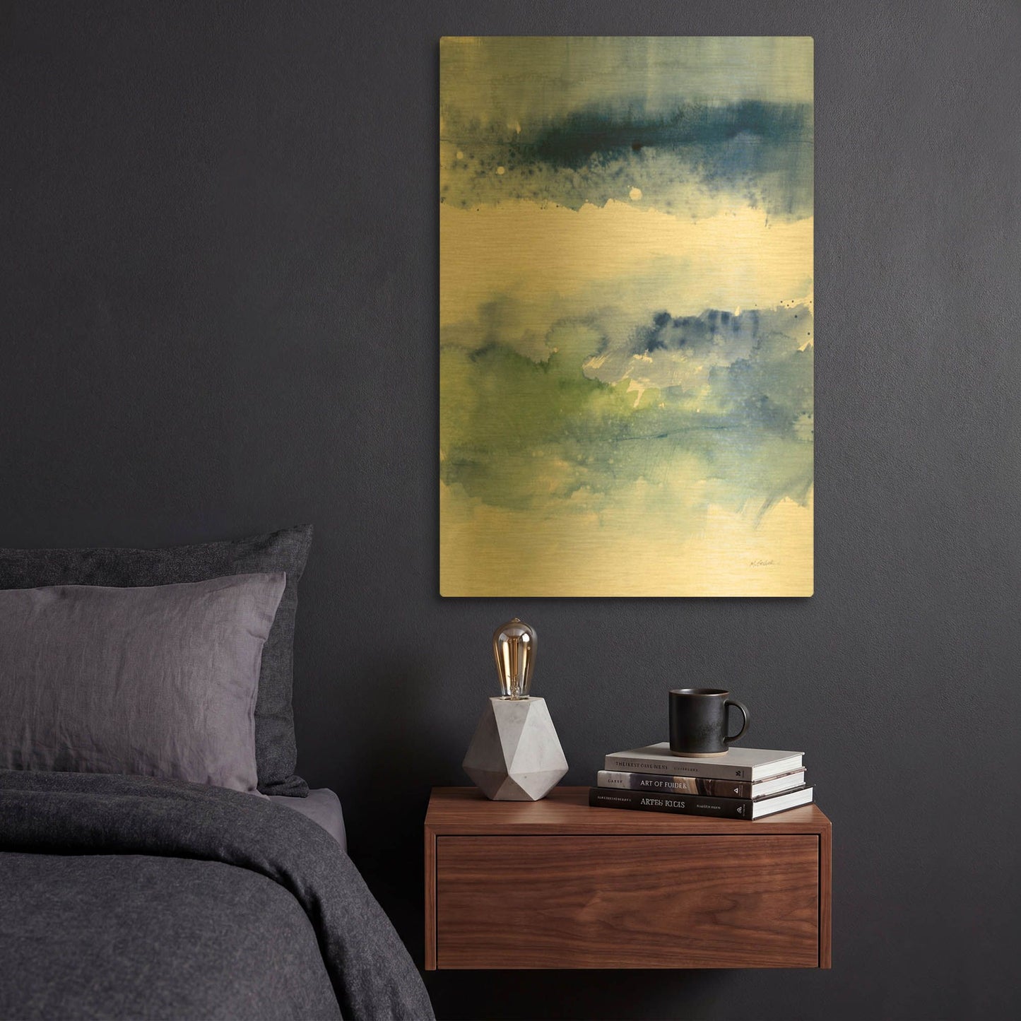'Midnight At The Lake' By Mike Schick Gold Metal Wall Art