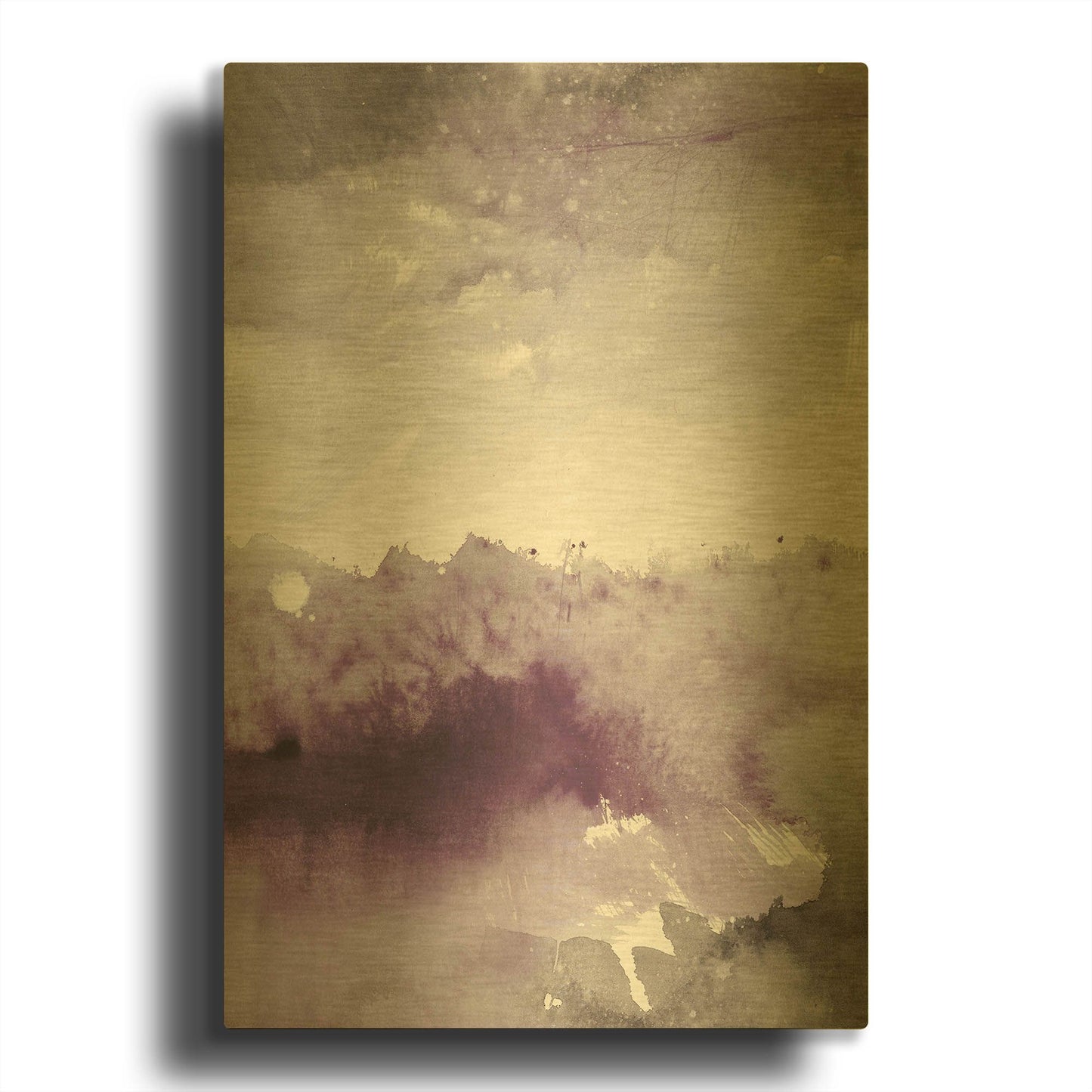 'Midnight At The Lake II Amethyst Gray Crop' By Mike Schick Gold Metal Wall Art