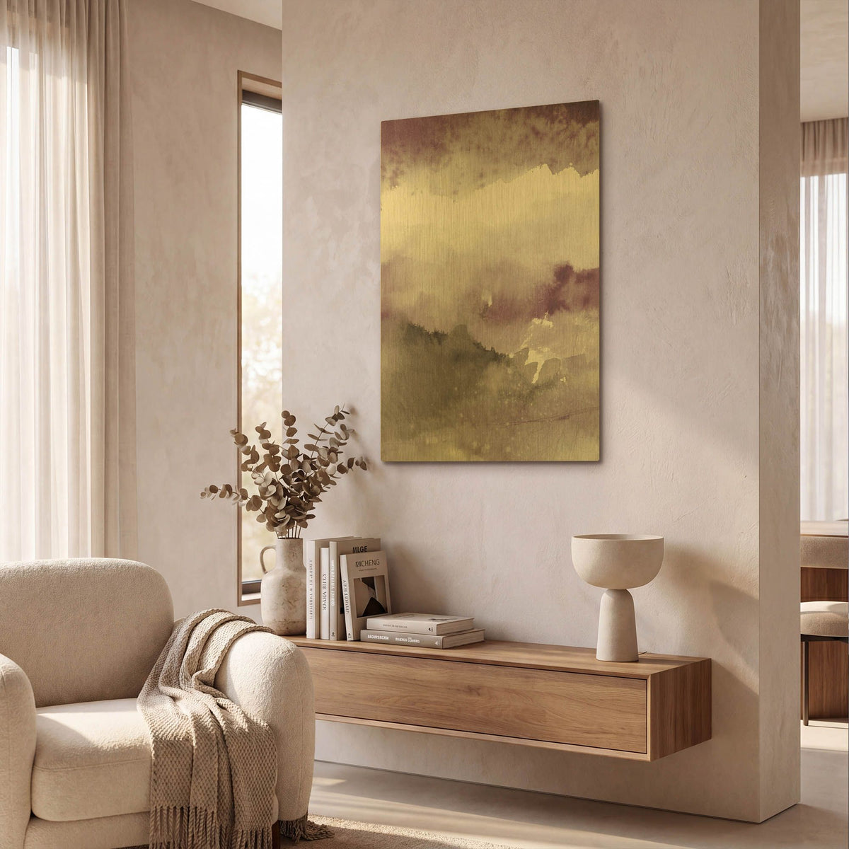 'Midnight At The Lake III Amethyst Gray Crop' By Mike Schick Gold Metal Wall Art