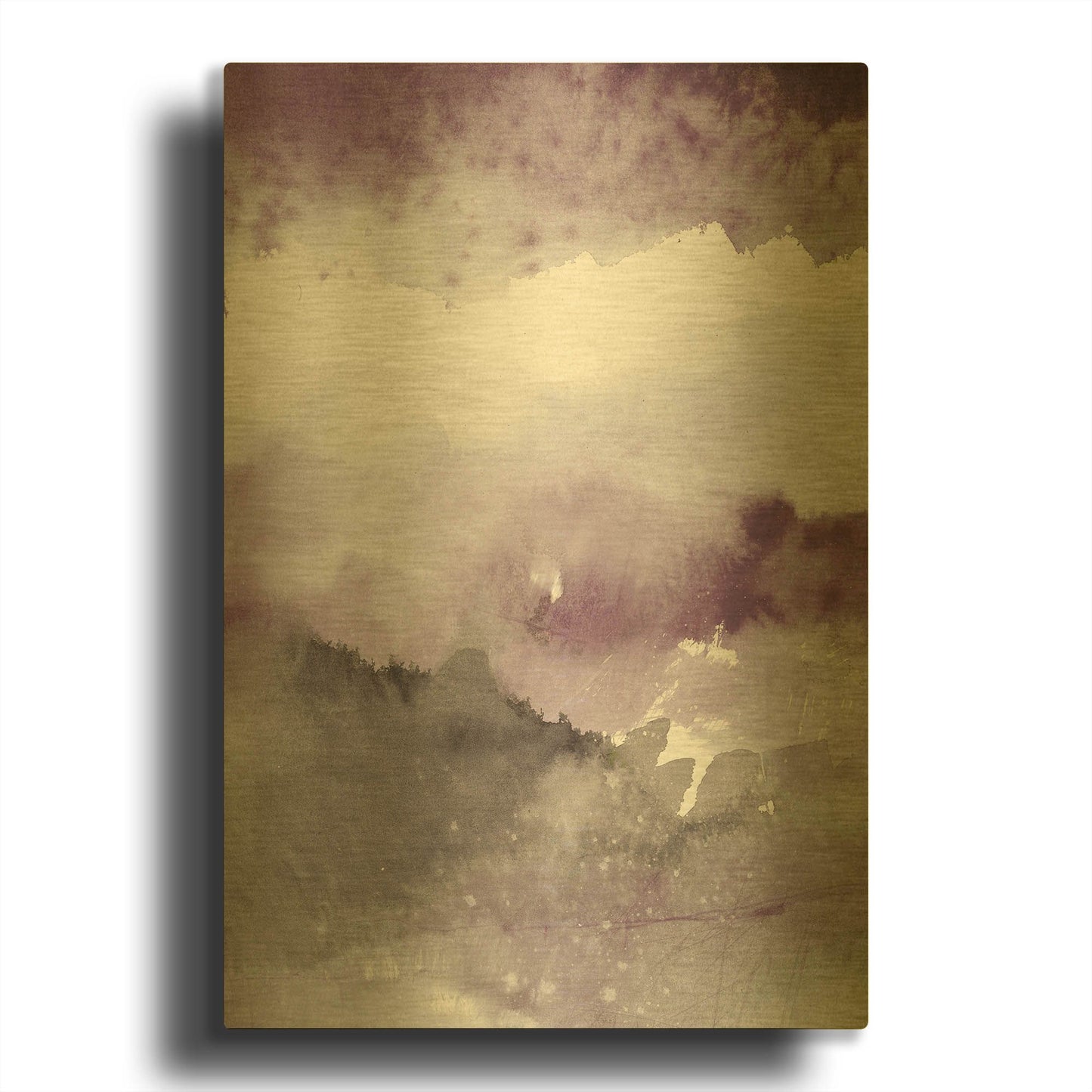 'Midnight At The Lake III Amethyst Gray Crop' By Mike Schick Gold Metal Wall Art