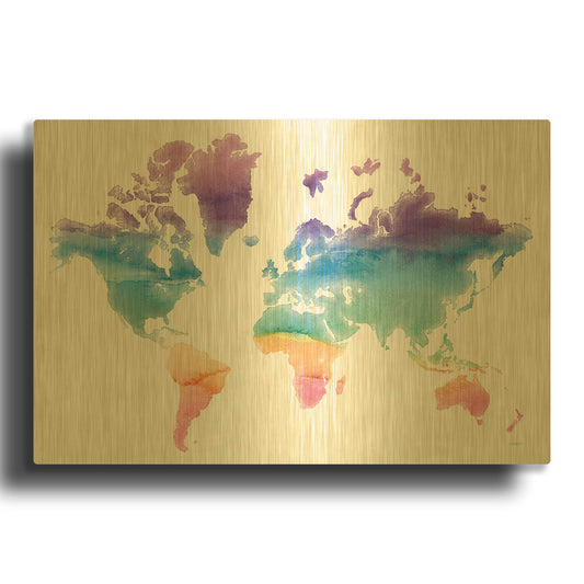 'Watercolor World' By Mike Schick Gold Metal Wall Art