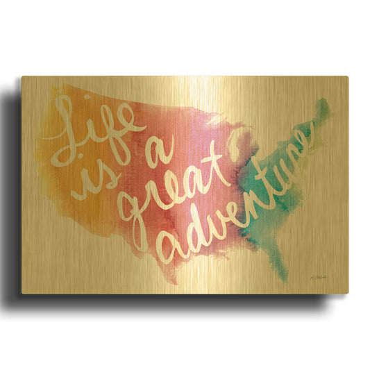 'Watercolor Usa' By Mike Schick Gold Metal Wall Art