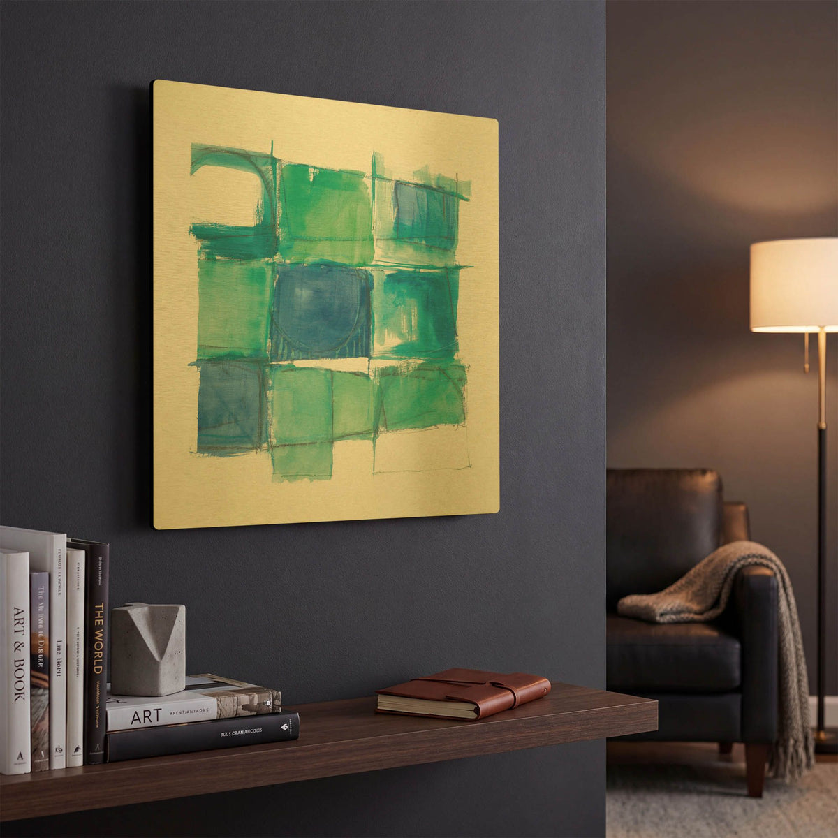'131 West 3rd Street Square II On White' By Mike Schick Gold Metal Wall Art