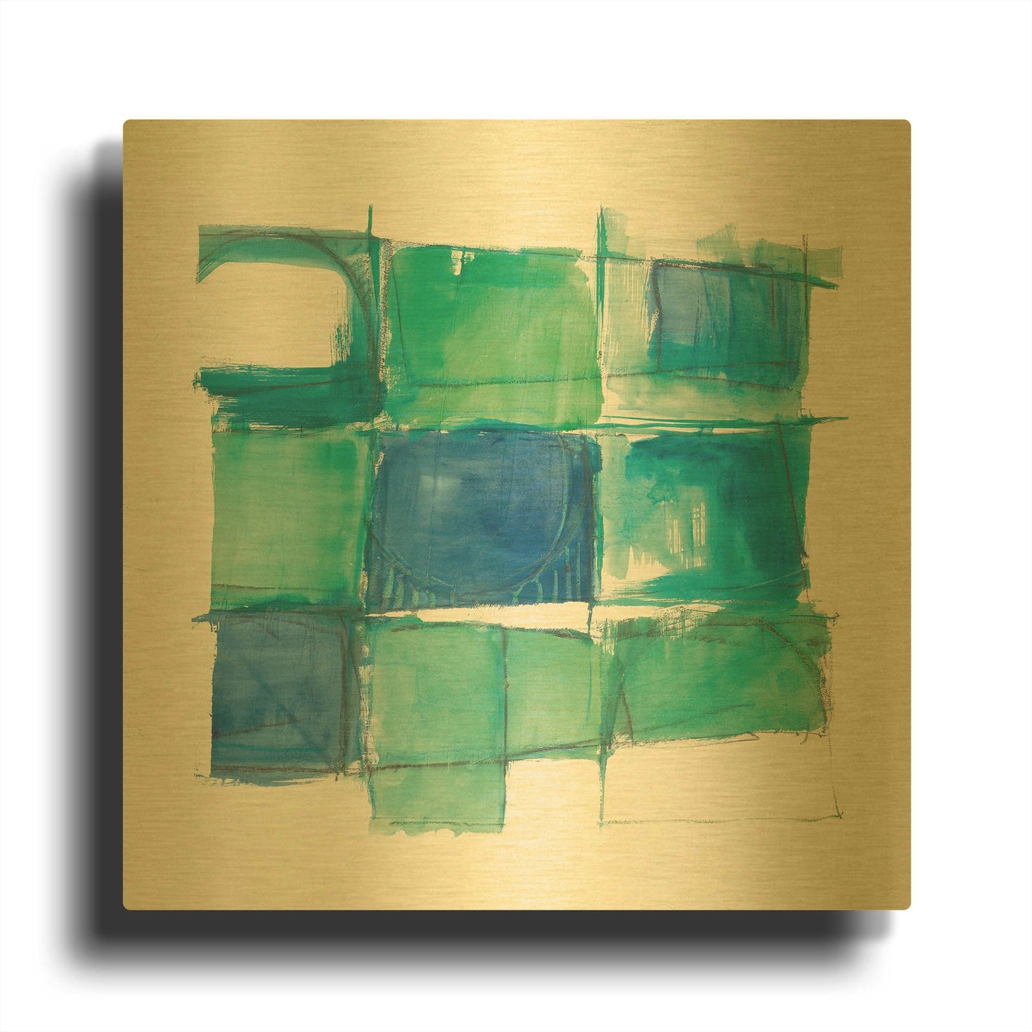 '131 West 3rd Street Square II On White' By Mike Schick Gold Metal Wall Art