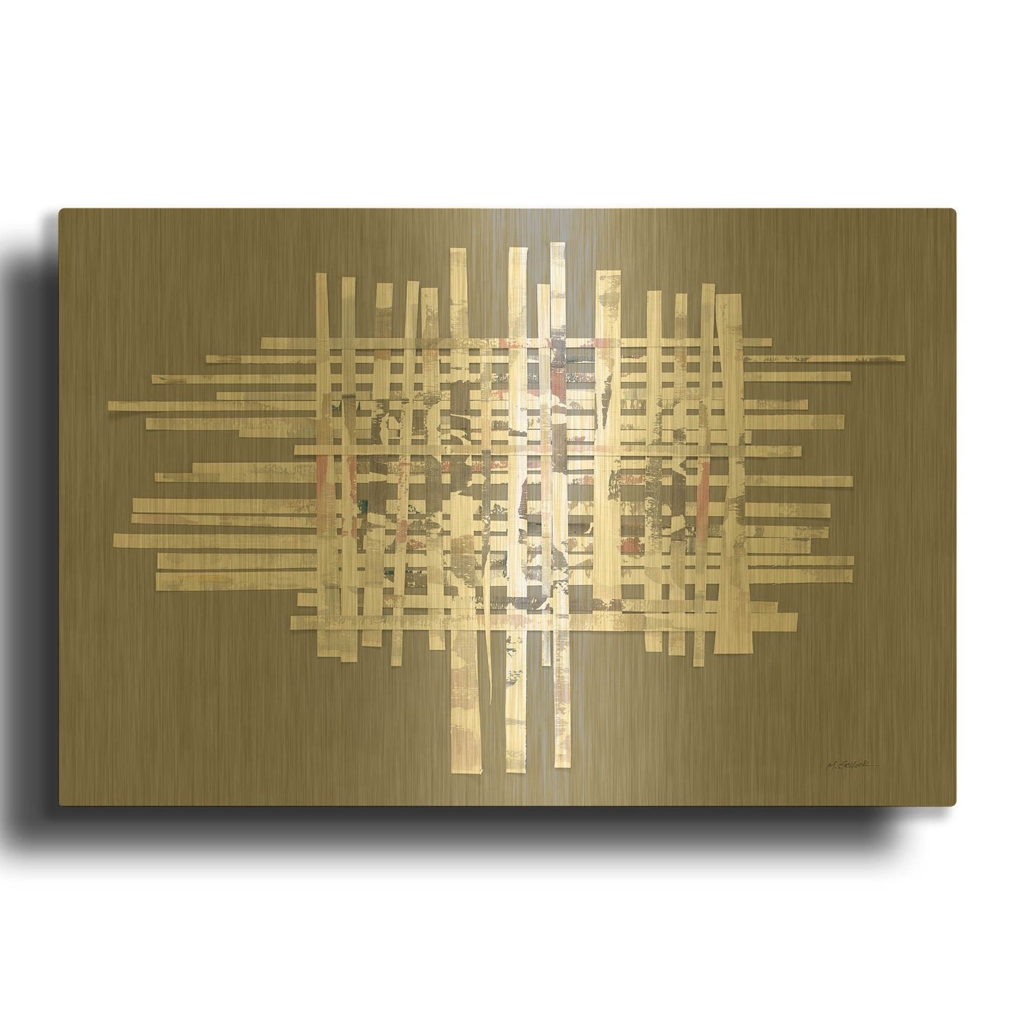 'The Color Of Moonlight On Gray' By Mike Schick Gold Metal Wall Art