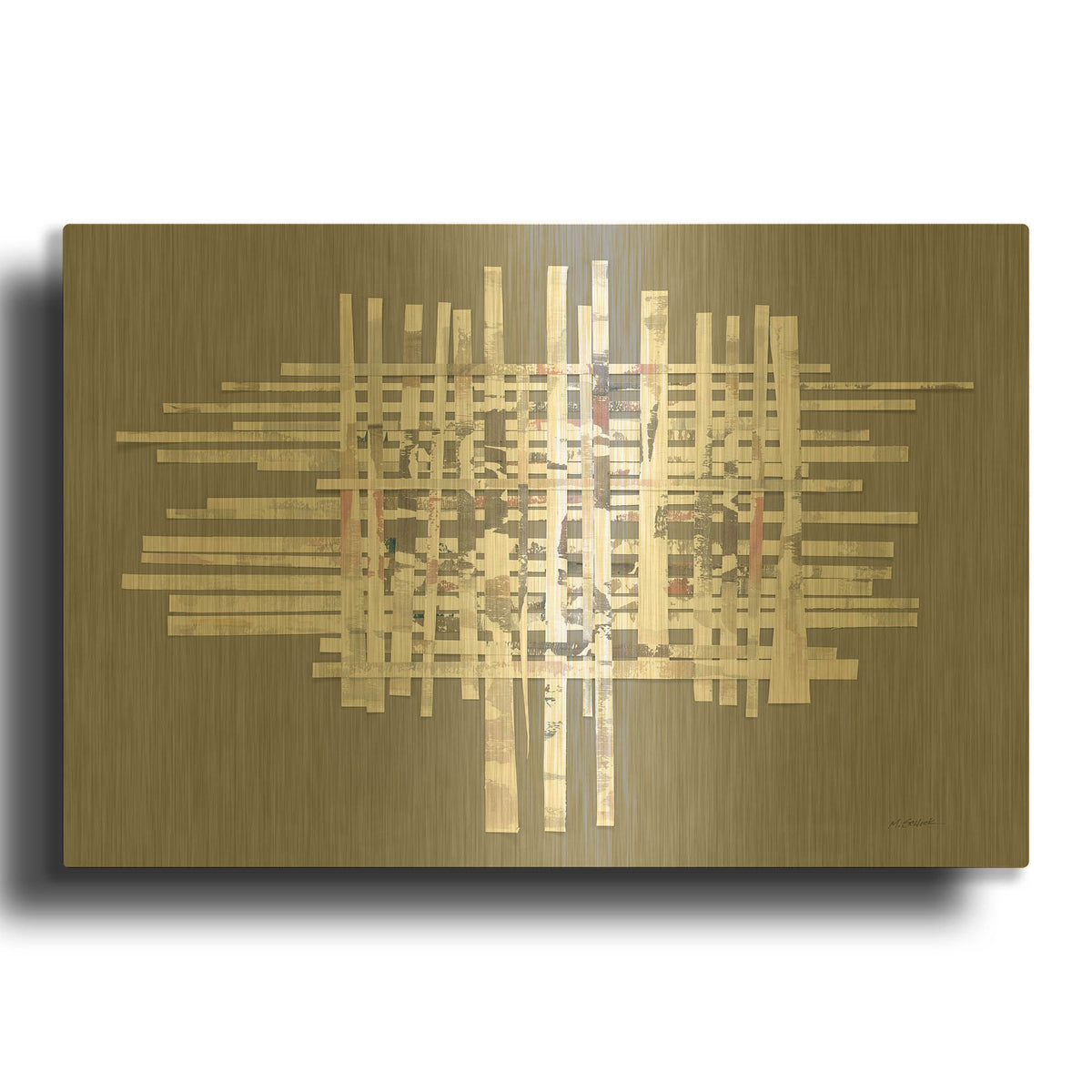 'The Color Of Moonlight On Gray' By Mike Schick Gold Metal Wall Art