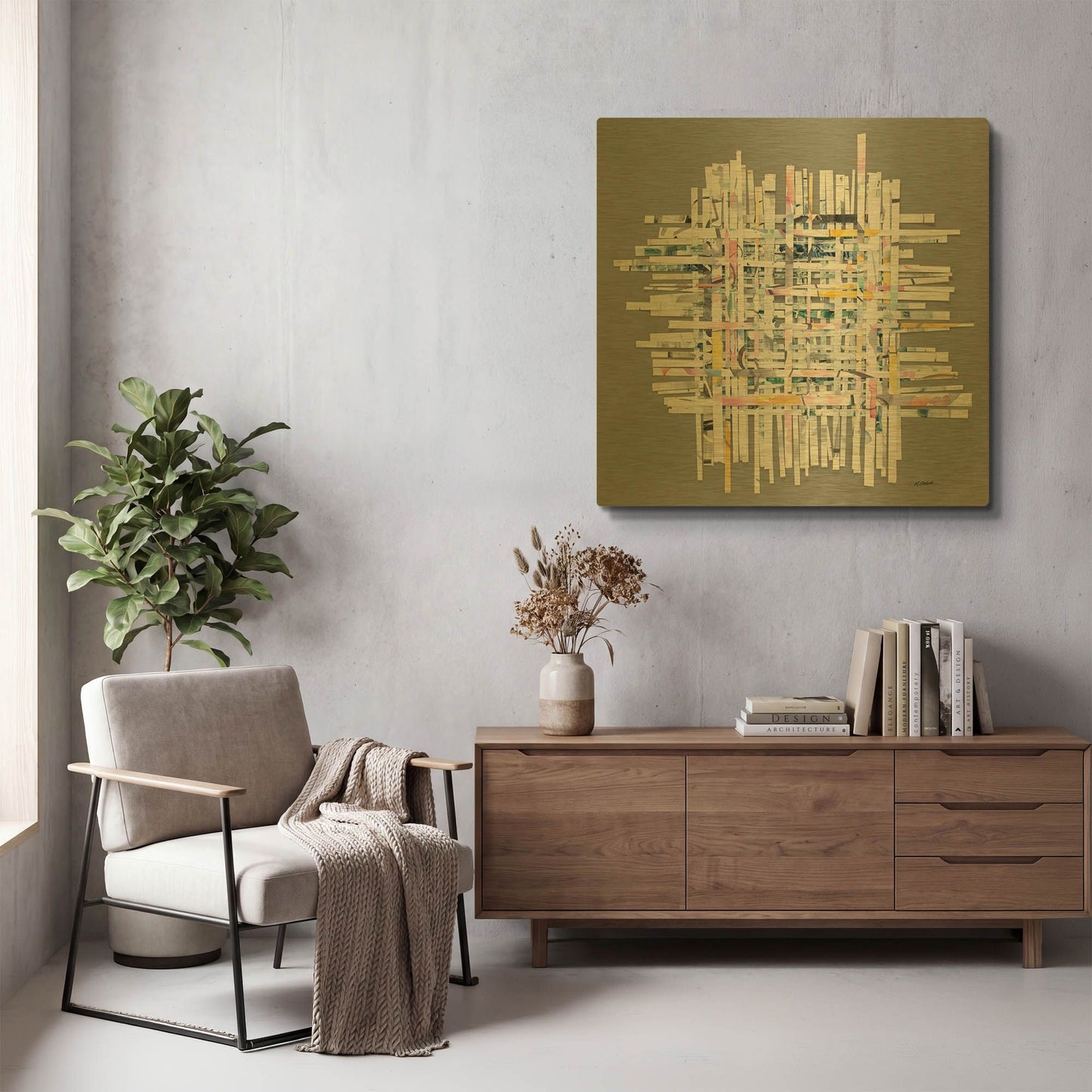 'New Morning On Gray' By Mike Schick Gold Metal Wall Art