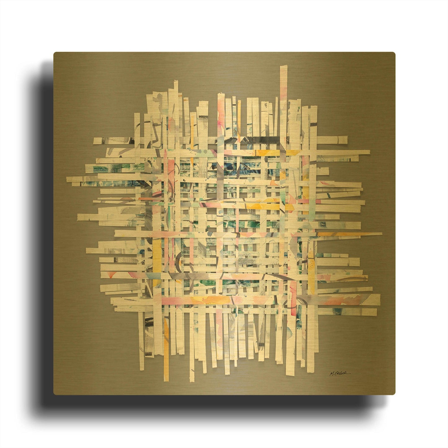 'New Morning On Gray' By Mike Schick Gold Metal Wall Art