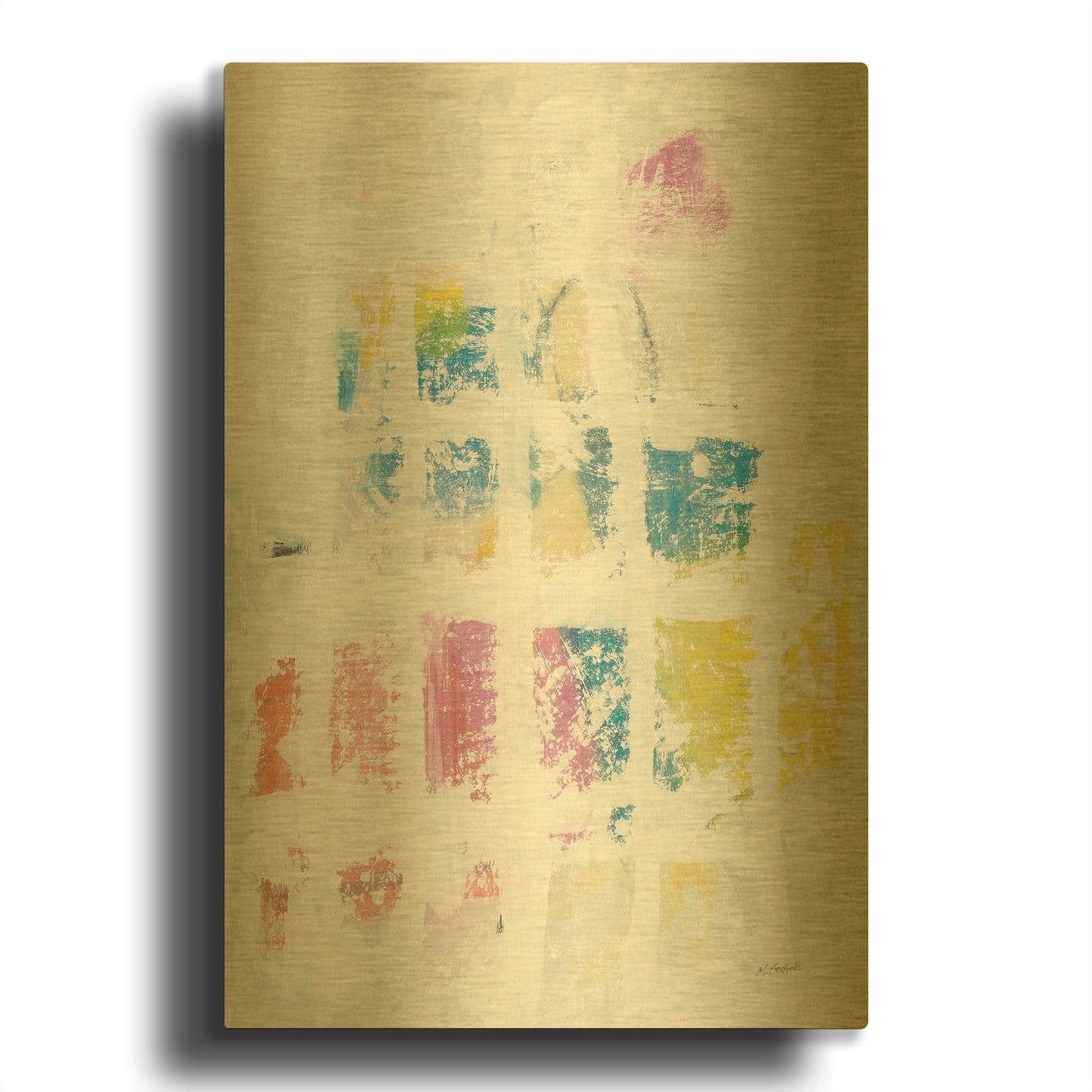 'Bright Blocks' By Mike Schick Gold Metal Wall Art
