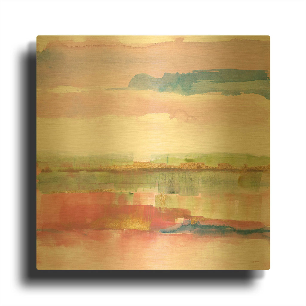 'Influence Of Line And Color Gold Bright' By Mike Schick Gold Metal Wall Art