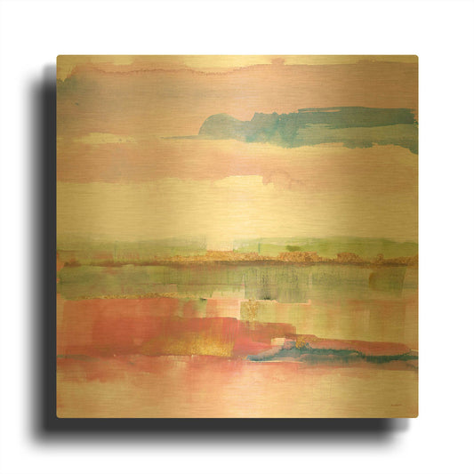 'Influence Of Line And Color Gold Bright' By Mike Schick Gold Metal Wall Art
