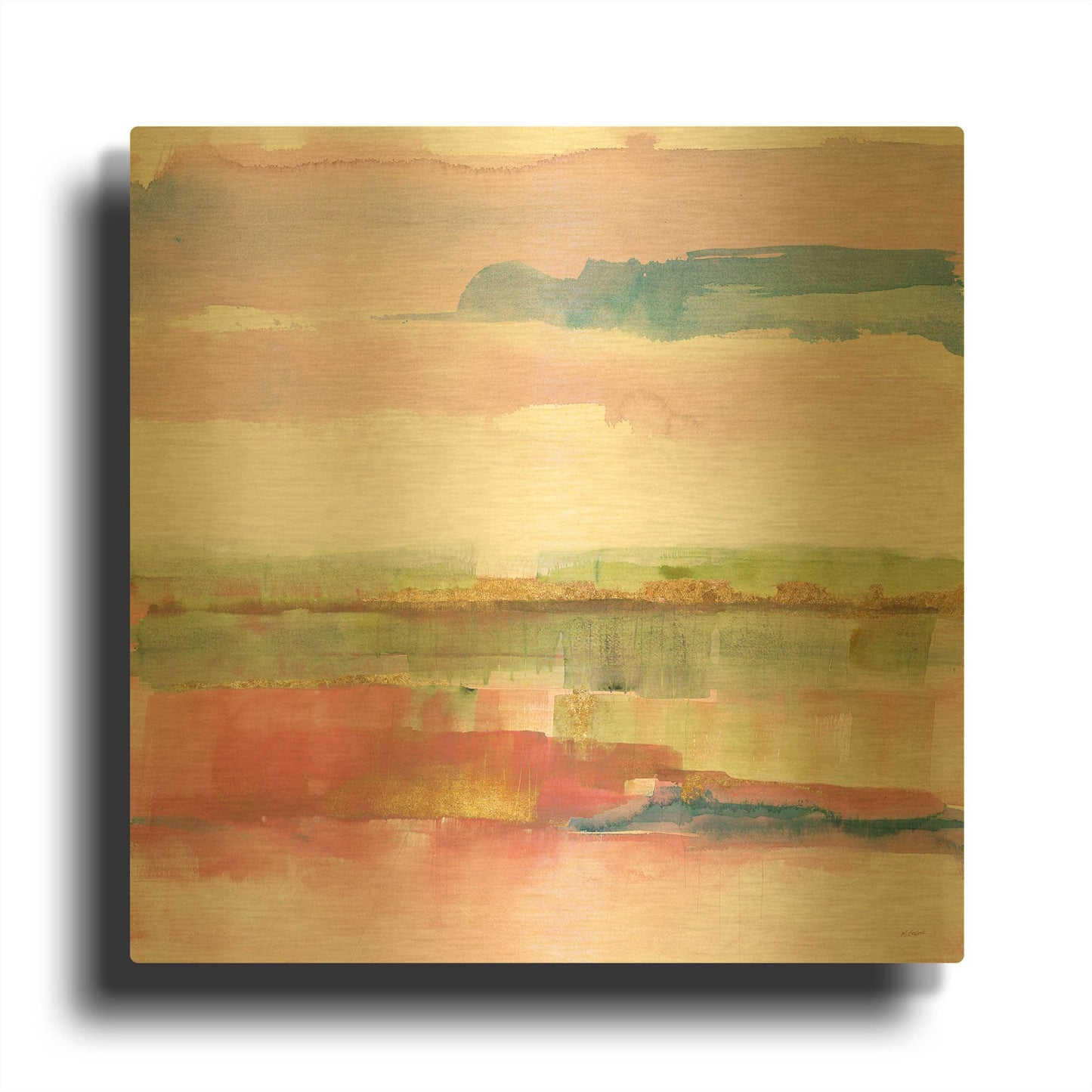 'Influence Of Line And Color Gold Bright' By Mike Schick Gold Metal Wall Art