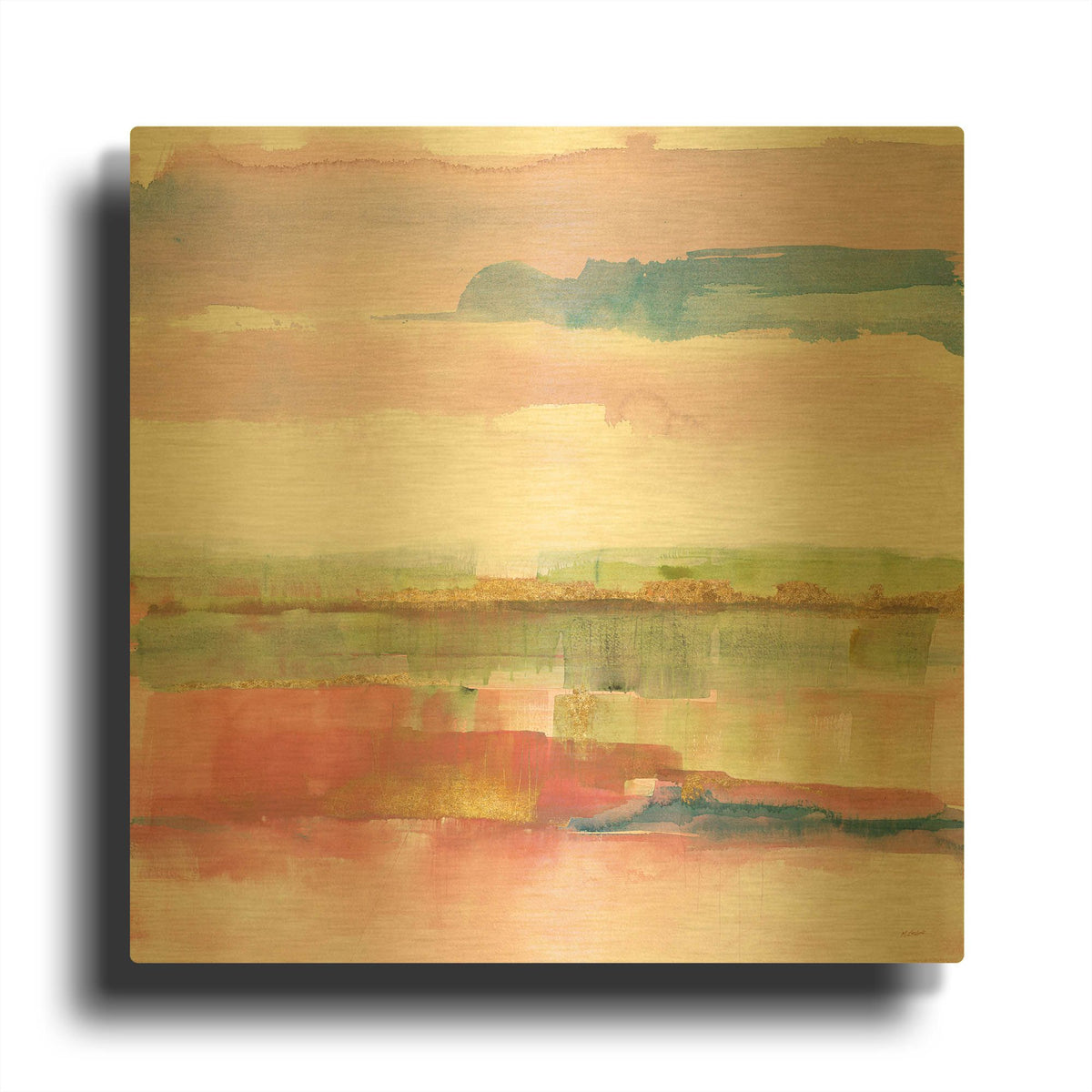 'Influence Of Line And Color Gold Bright' By Mike Schick Gold Metal Wall Art