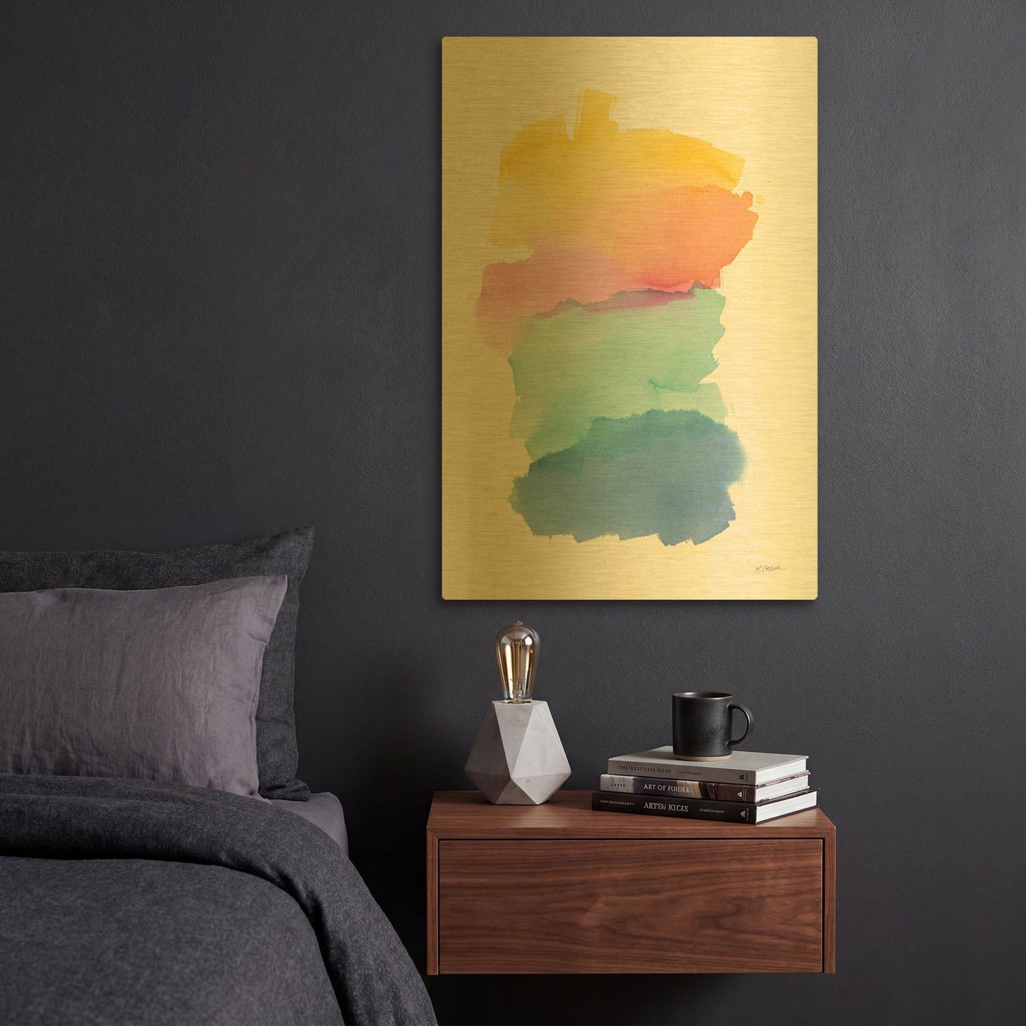 'Colorburst I' By Mike Schick Gold Metal Wall Art