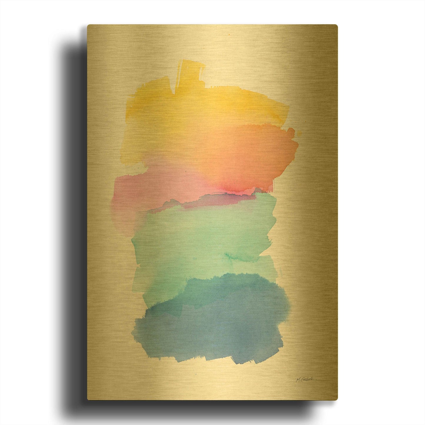 'Colorburst I' By Mike Schick Gold Metal Wall Art