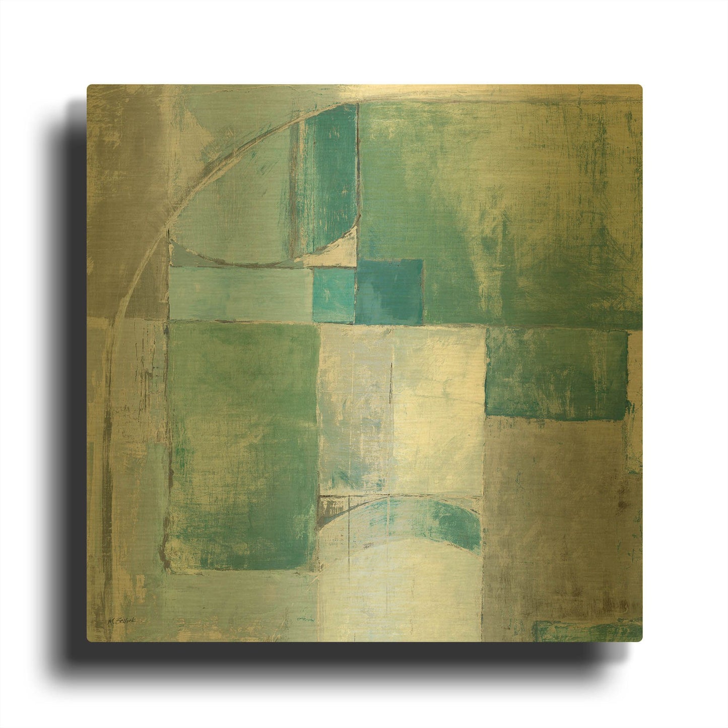 'Trans Blues Before Sunrise' By Mike Schick Gold Metal Wall Art
