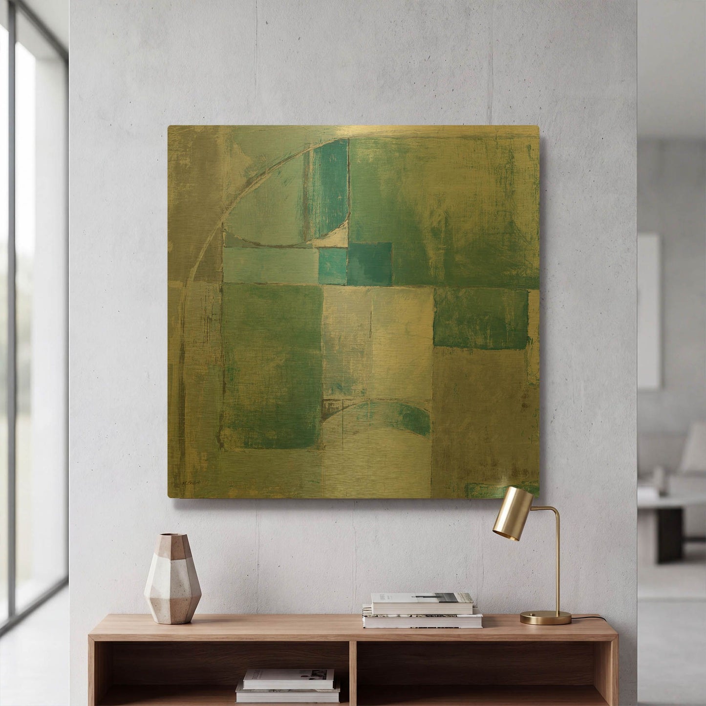 'Trans Blues Before Sunrise' By Mike Schick Gold Metal Wall Art