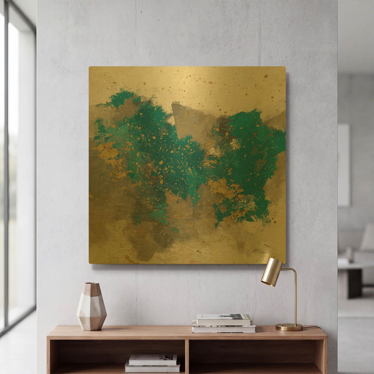 'Gray Matter Cream II' By Mike Schick Gold Metal Wall Art