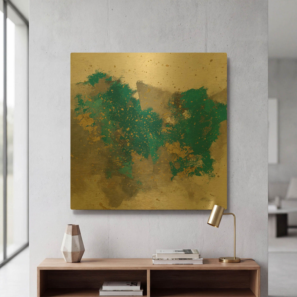 'Gray Matter Cream II' By Mike Schick Gold Metal Wall Art