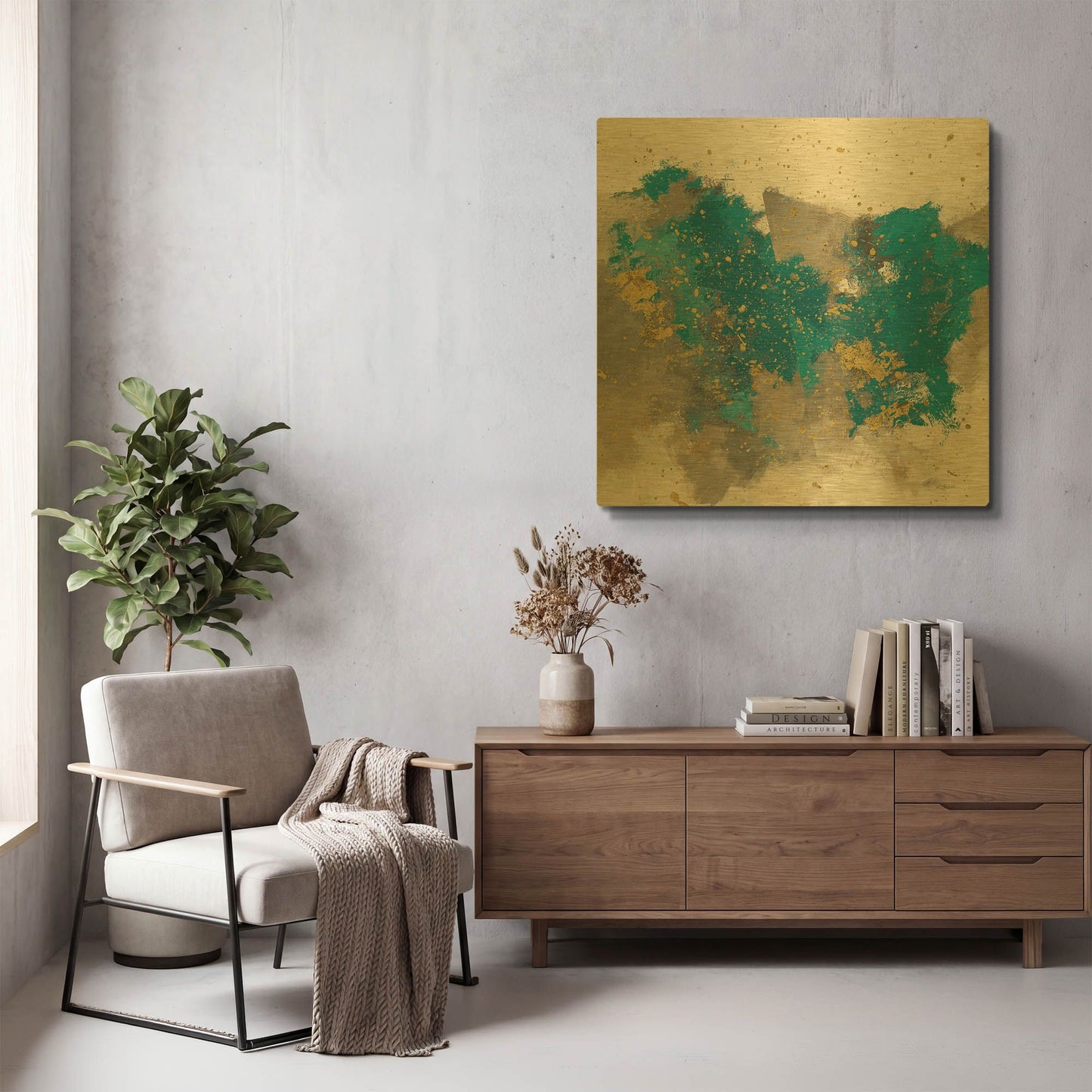 'Gray Matter Cream II' By Mike Schick Gold Metal Wall Art