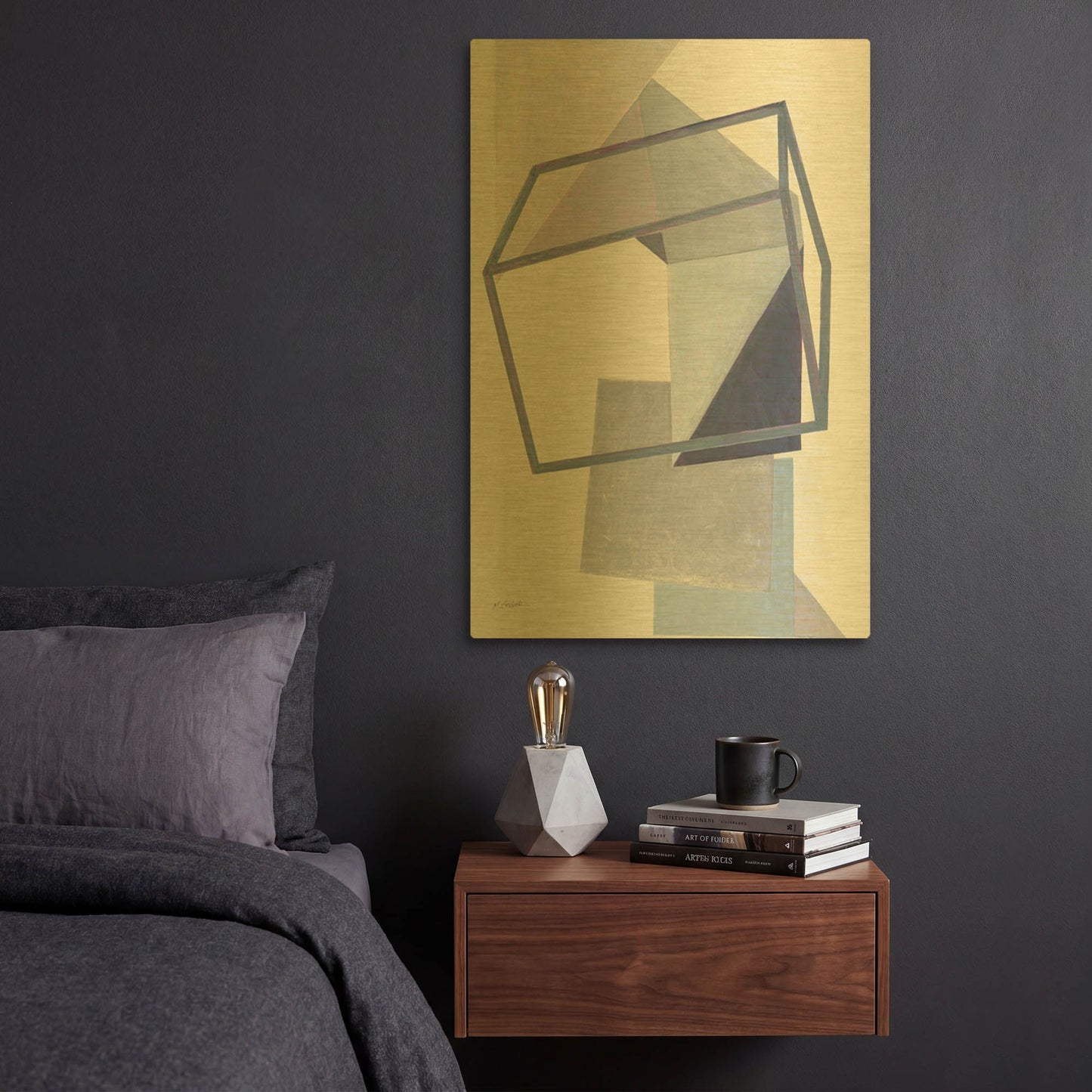 'Paper Trail III Crop' By Mike Schick Gold Metal Wall Art