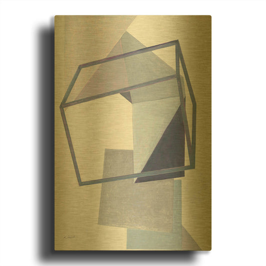 'Paper Trail III Crop' By Mike Schick Gold Metal Wall Art