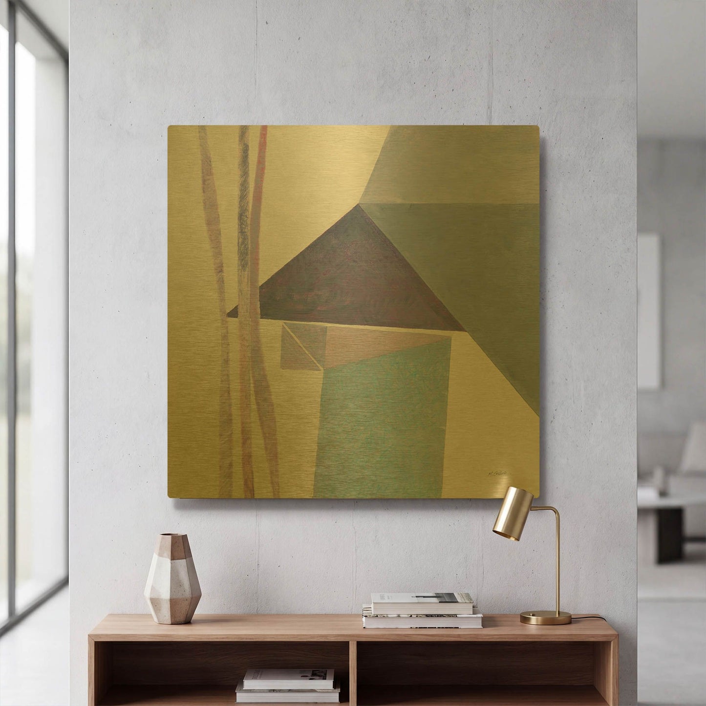 'Paper Work III' By Mike Schick Gold Metal Wall Art