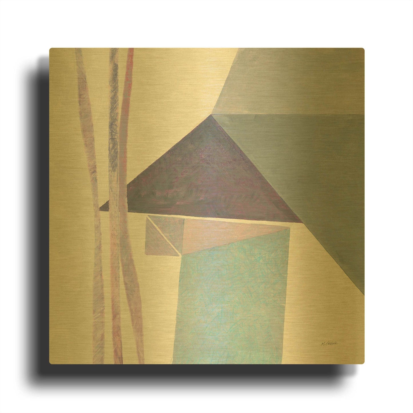 'Paper Work III' By Mike Schick Gold Metal Wall Art