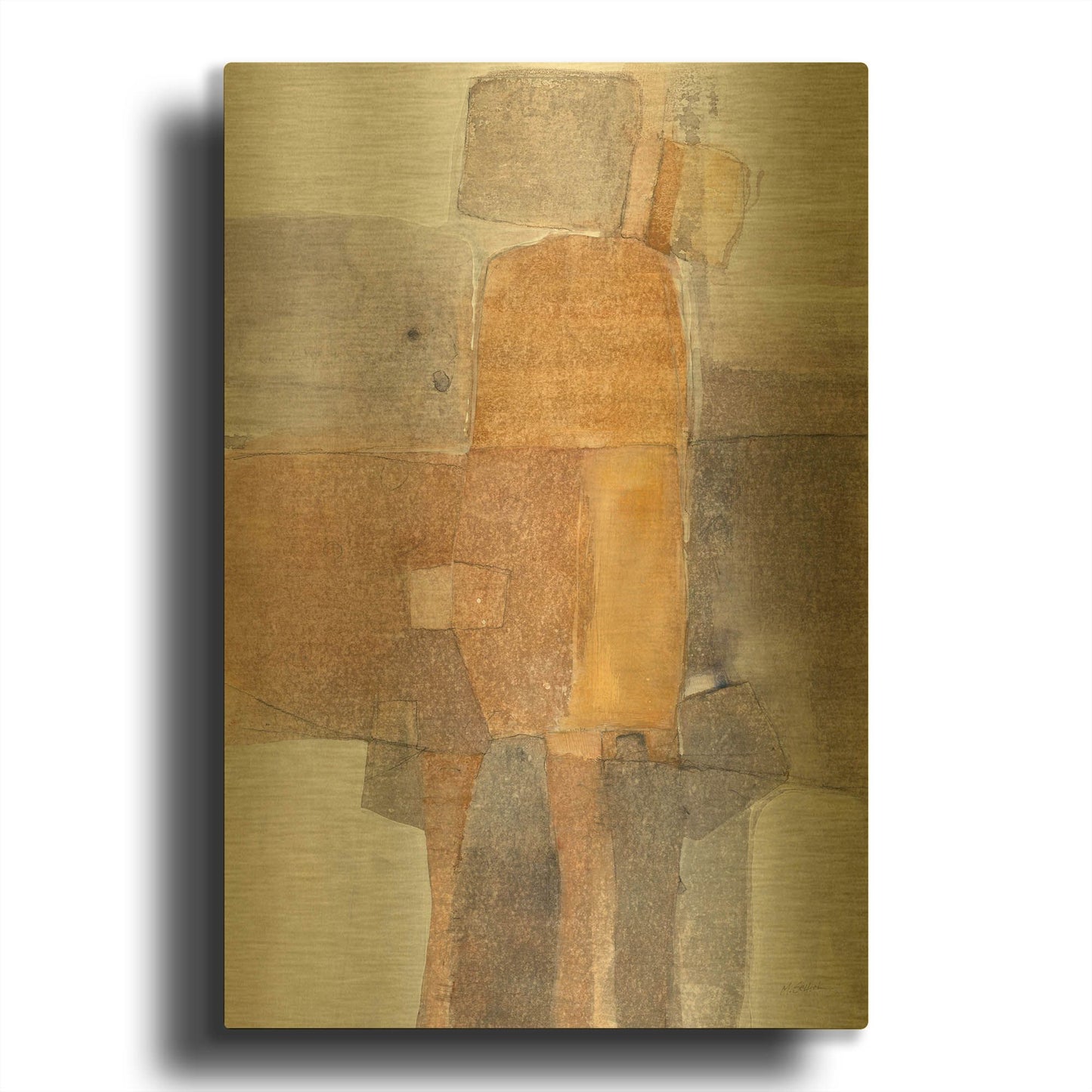 'Eight Piece Box' By Mike Schick Gold Metal Wall Art