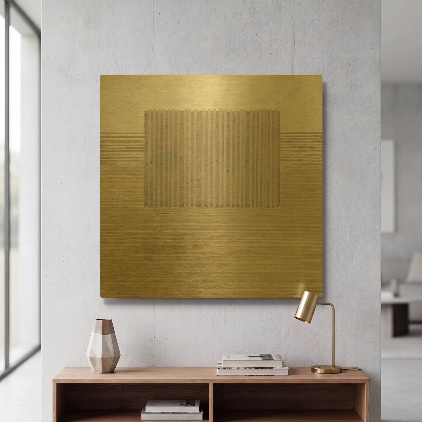 'Layer Of Reality Neutral' By Mike Schick Gold Metal Wall Art