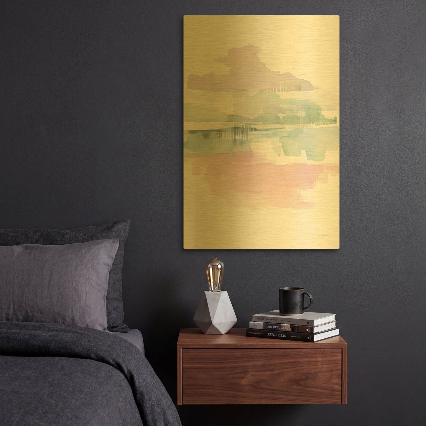 'Lifting Fog Crop' By Mike Schick Gold Metal Wall Art