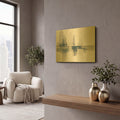 'Improvisation II Navy' By Mike Schick Gold Metal Wall Art