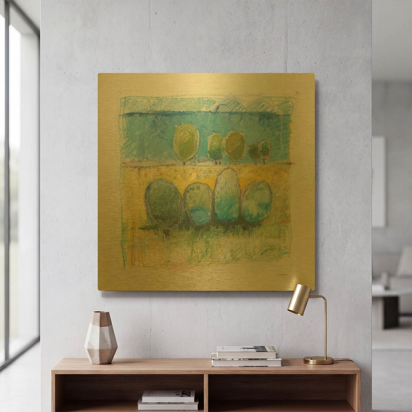 'Morning Grove' By Mike Schick Gold Metal Wall Art