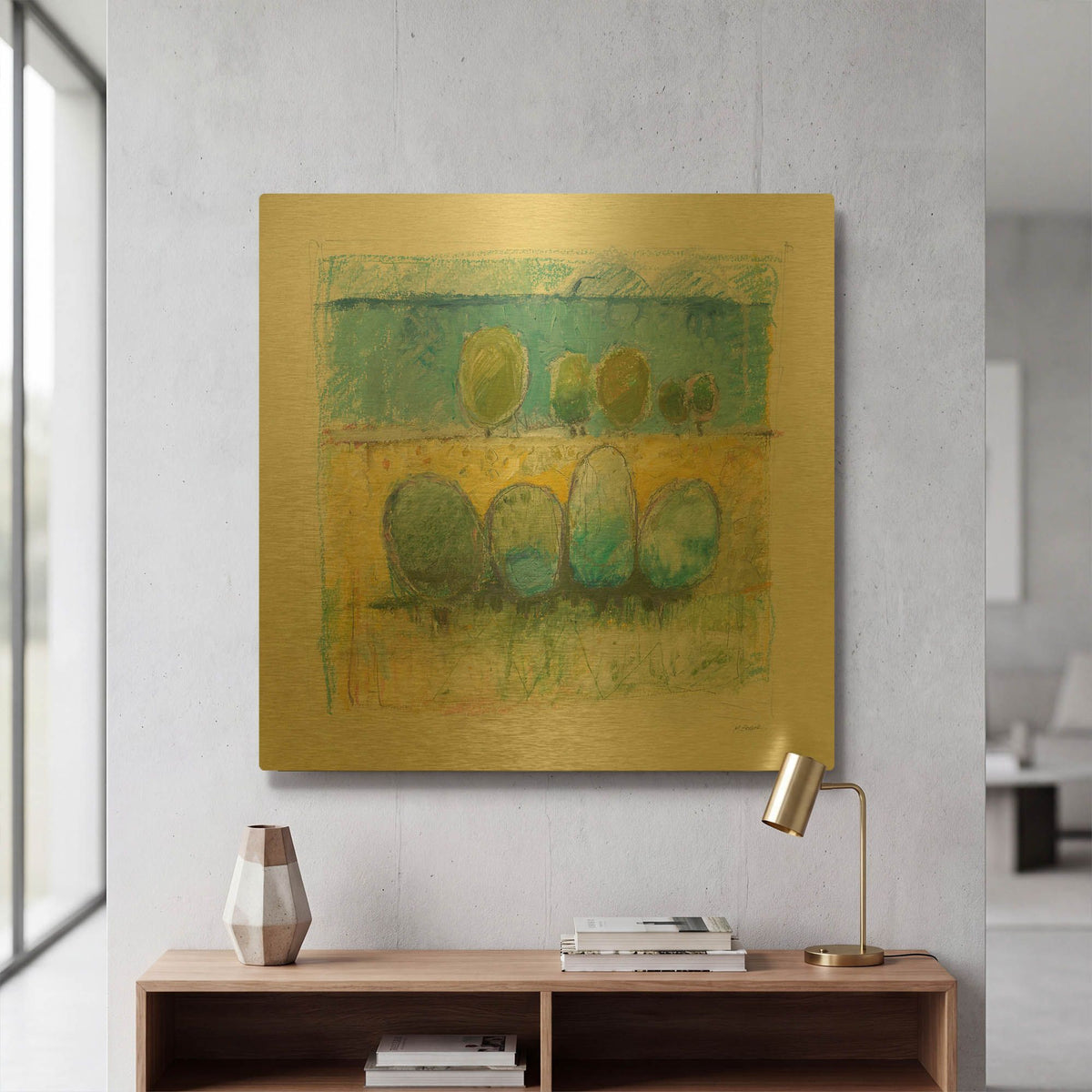'Morning Grove' By Mike Schick Gold Metal Wall Art