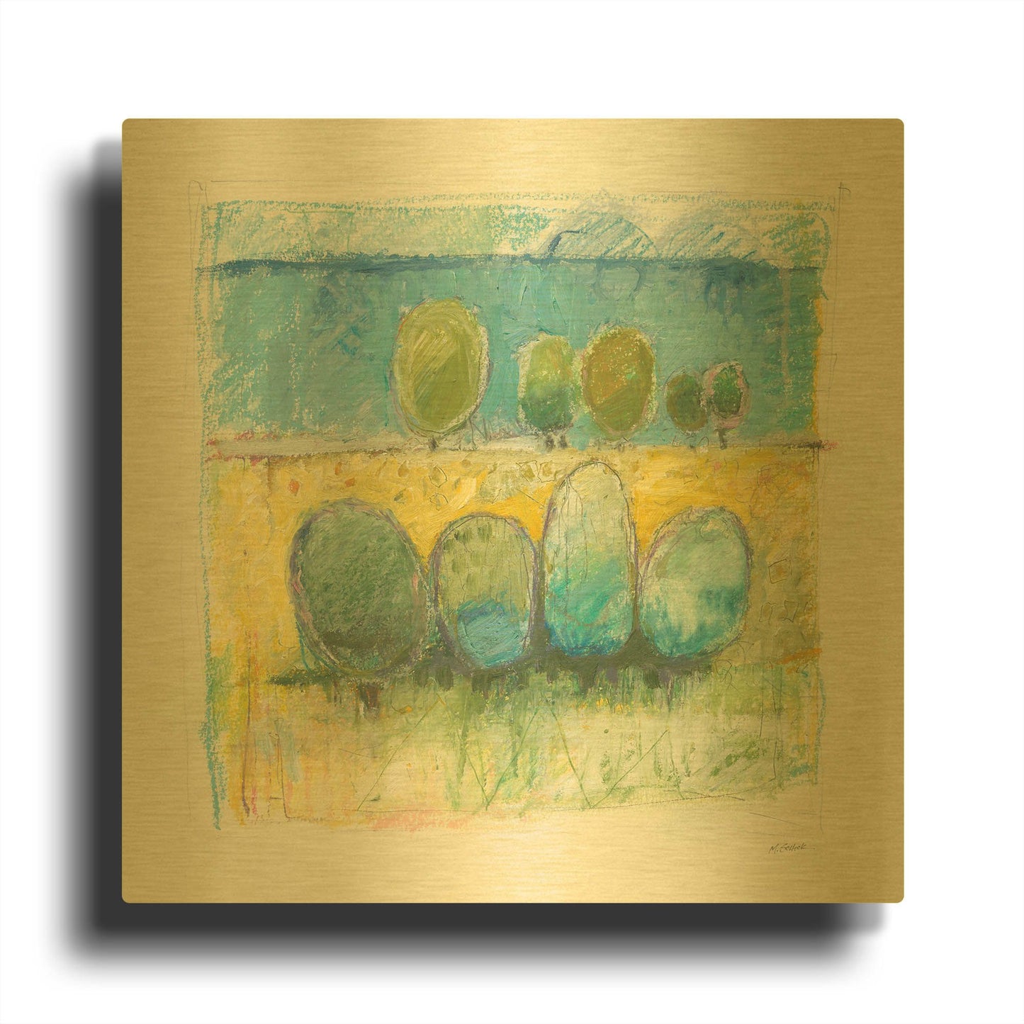 'Morning Grove' By Mike Schick Gold Metal Wall Art