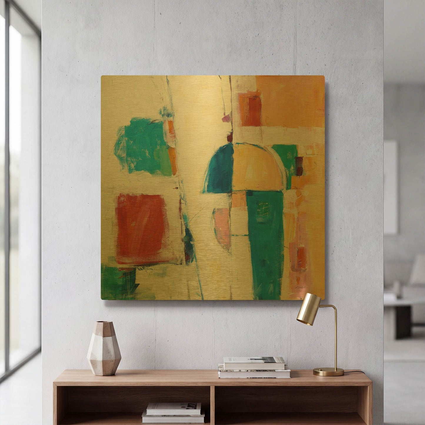 'Down To The Street' By Mike Schick Gold Metal Wall Art