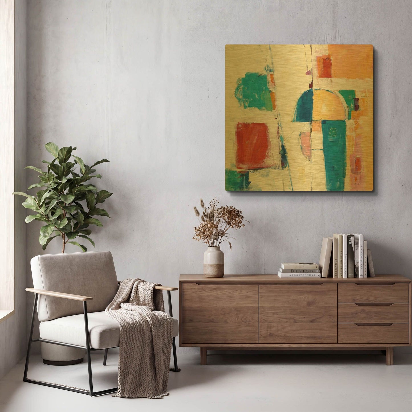 'Down To The Street' By Mike Schick Gold Metal Wall Art
