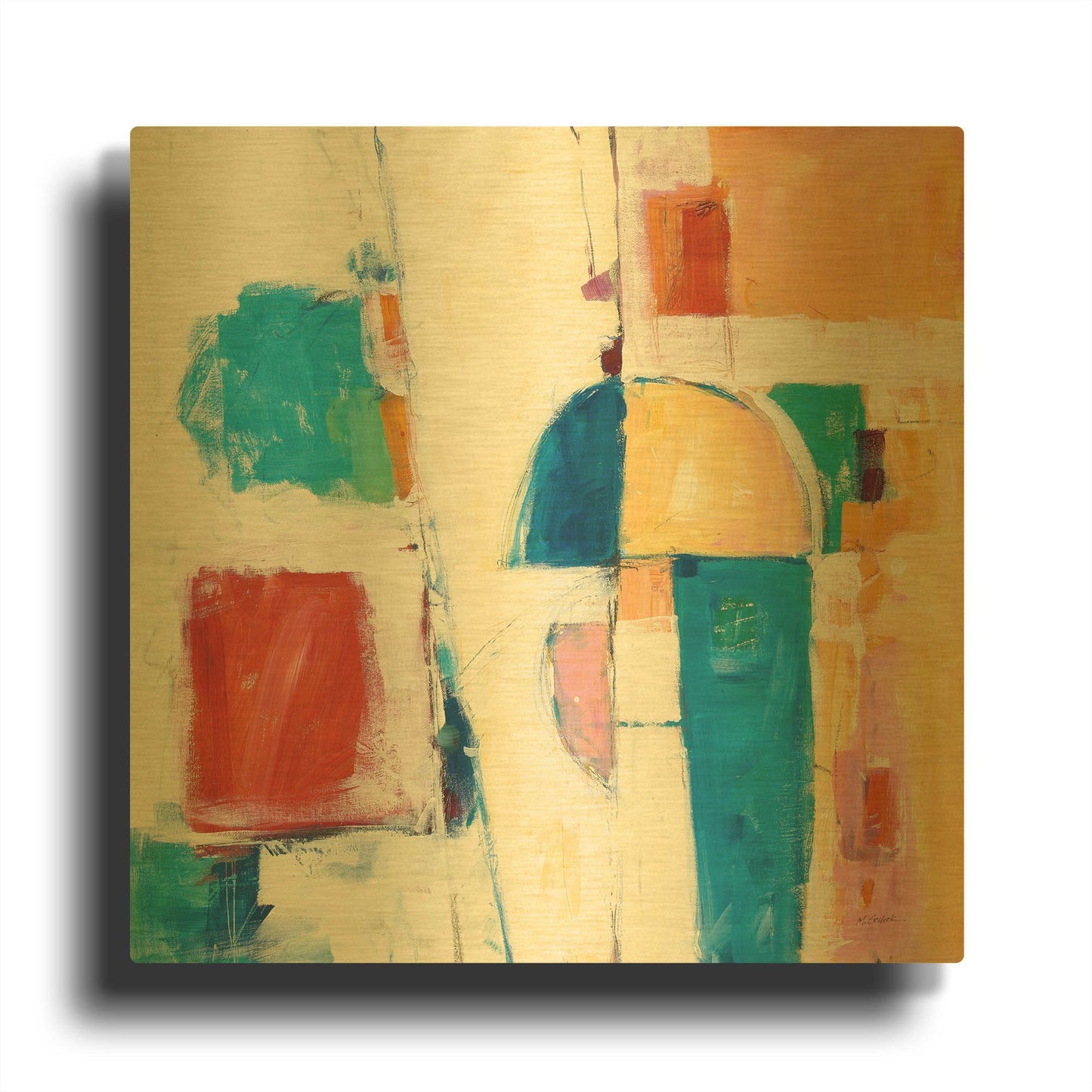 'Down To The Street' By Mike Schick Gold Metal Wall Art