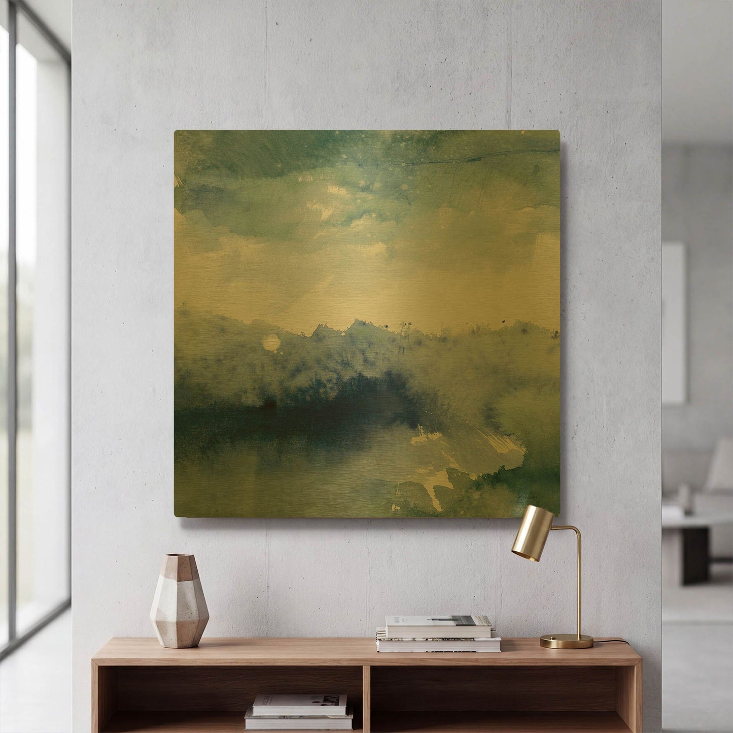 'Midnight At The Lake II Cool' By Mike Schick Gold Metal Wall Art