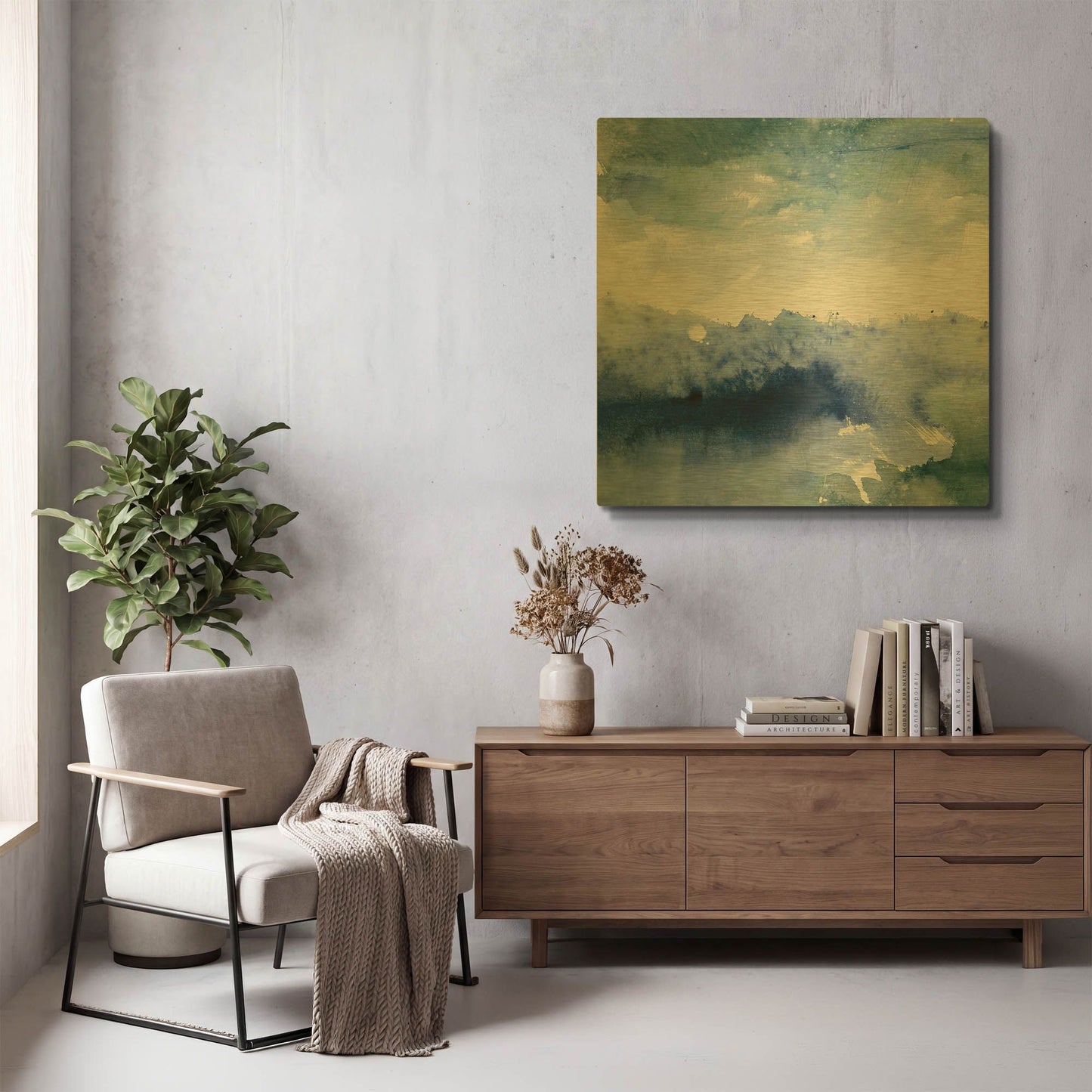 'Midnight At The Lake II Cool' By Mike Schick Gold Metal Wall Art
