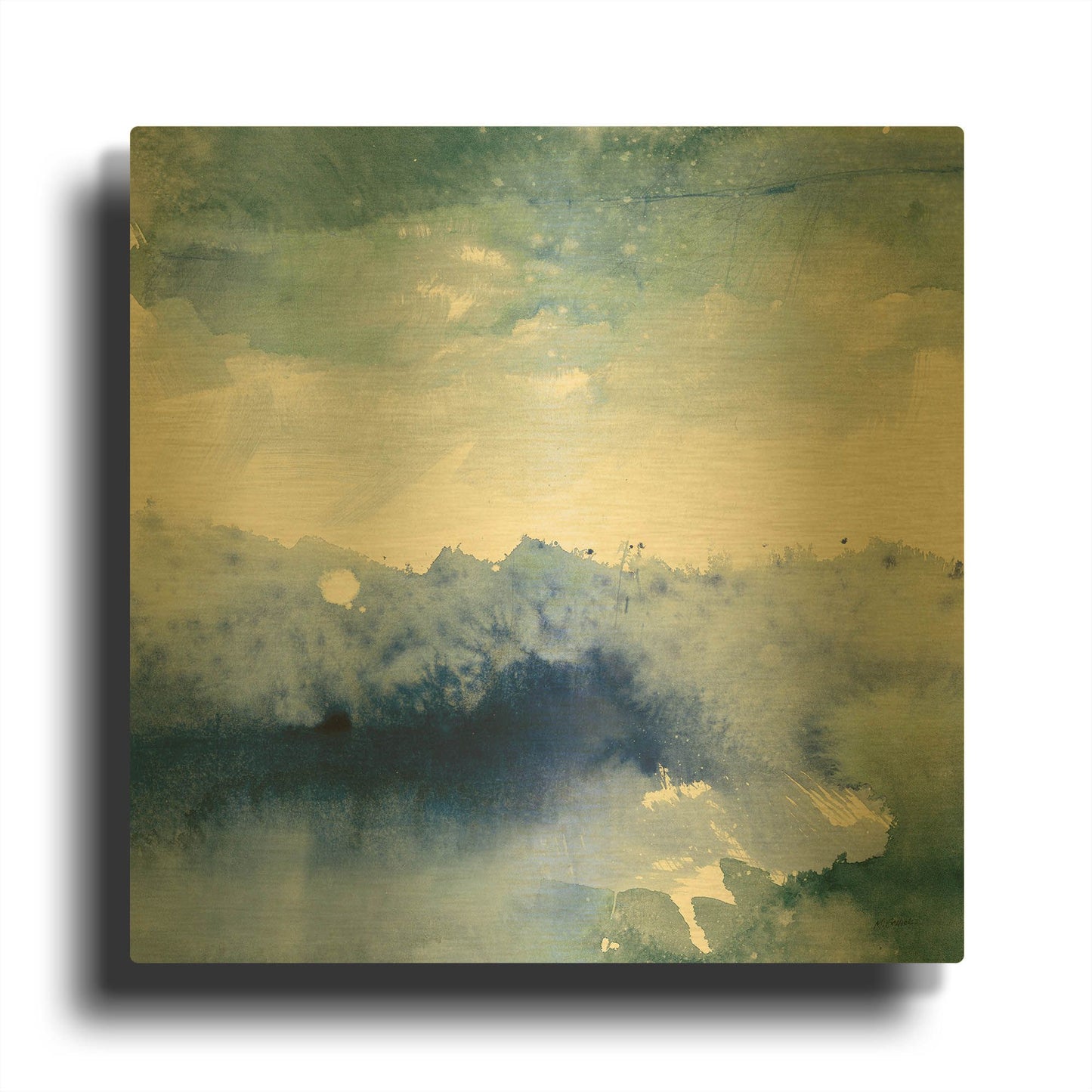 'Midnight At The Lake II Cool' By Mike Schick Gold Metal Wall Art