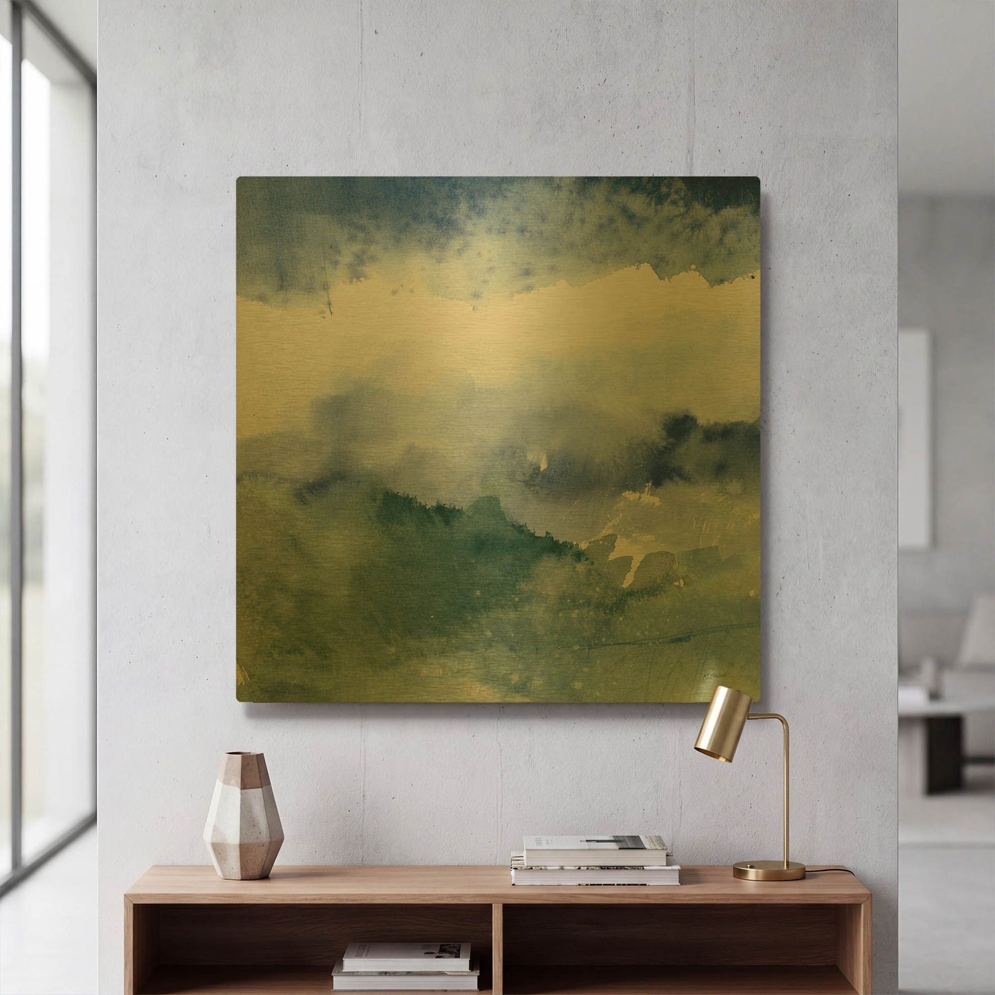 'Midnight At The Lake III Cool' By Mike Schick Gold Metal Wall Art
