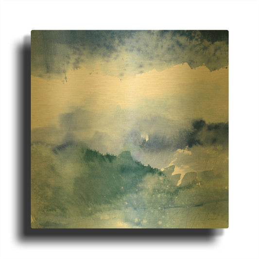 'Midnight At The Lake III Cool' By Mike Schick Gold Metal Wall Art