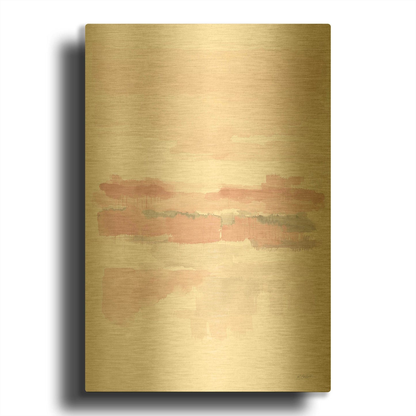 'Blush Wetlands Crop' By Mike Schick Gold Metal Wall Art