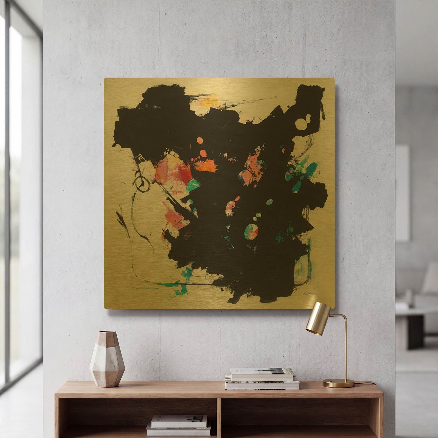 'Abstract Redacted' By Mike Schick Gold Metal Wall Art