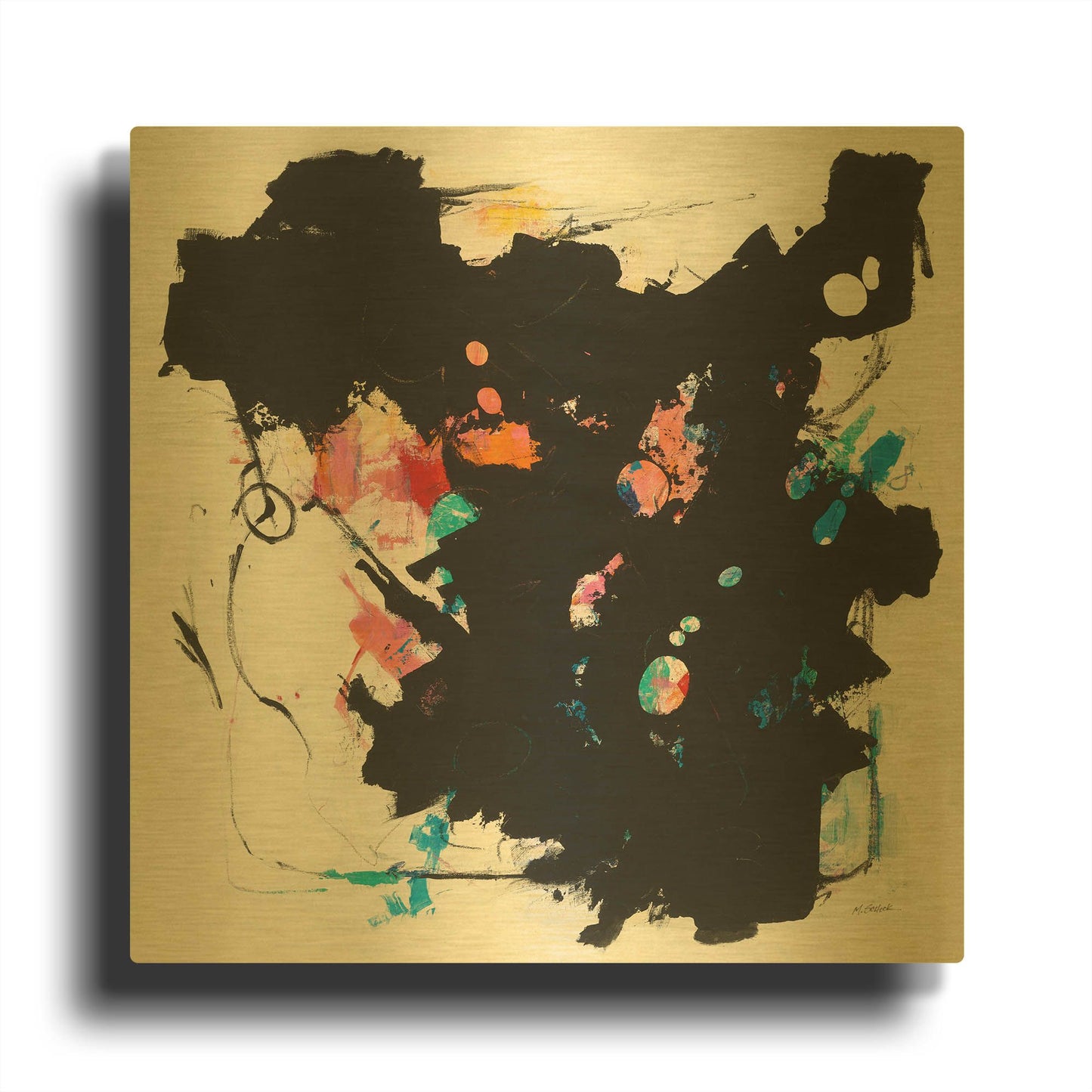 'Abstract Redacted' By Mike Schick Gold Metal Wall Art