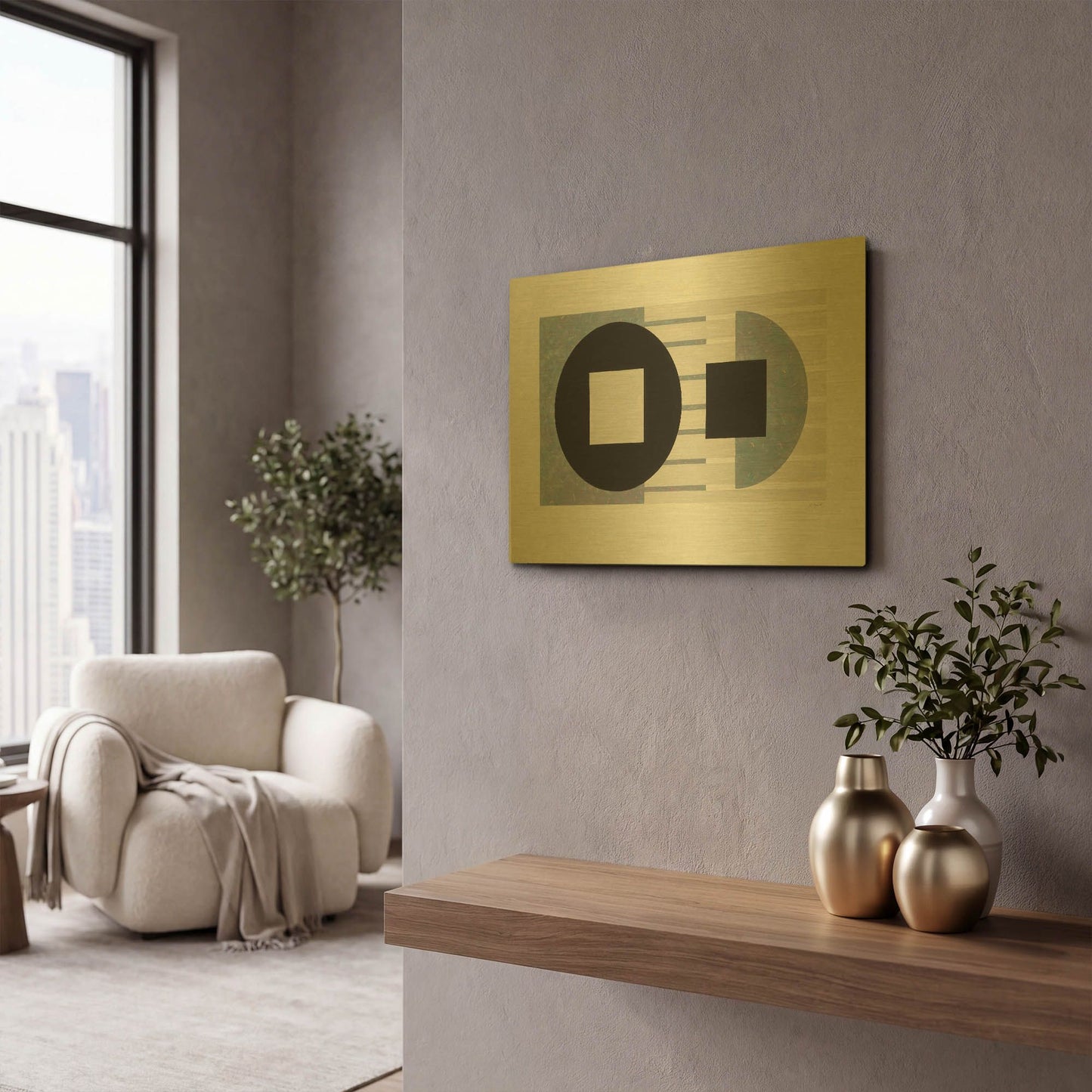 'Laterally Speaking' By Mike Schick Gold Metal Wall Art