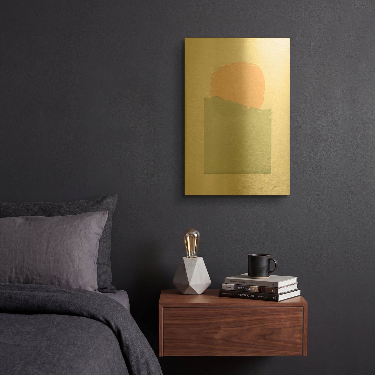 'Buoyant Pink And Green' By Mike Schick Gold Metal Wall Art